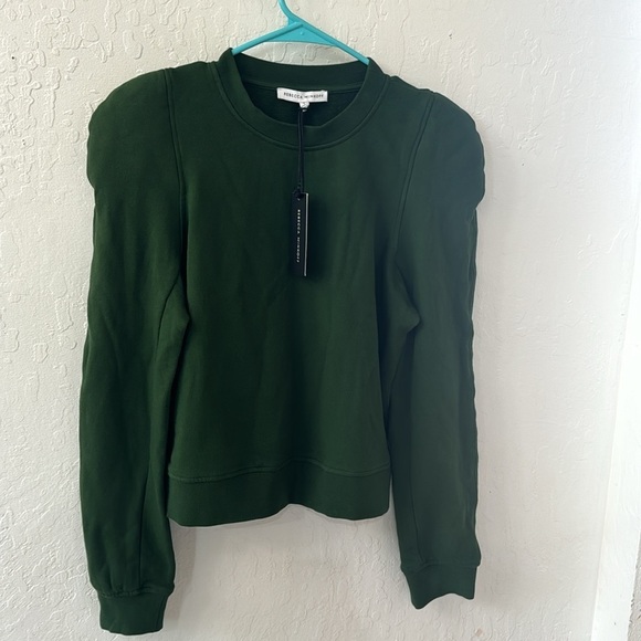 Rebecca Minkoff Green Jade Sculpted Sweatshirt Army Small - Picture 2 of 3